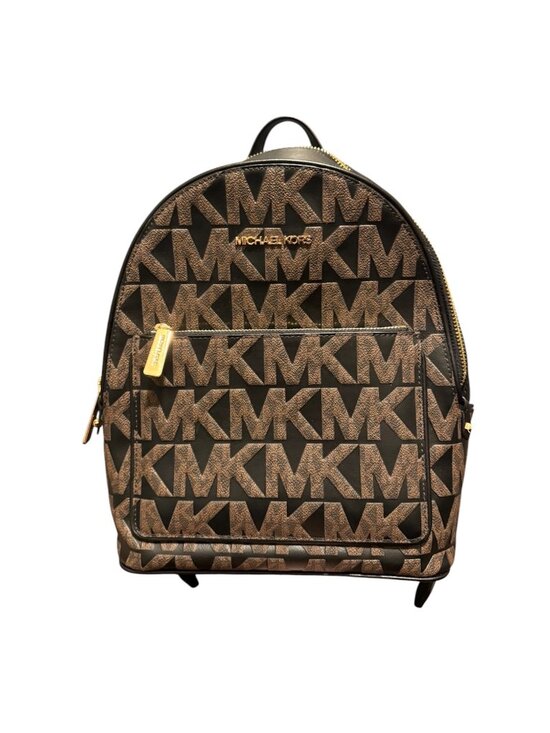Michael Kors Adina Abbey Med Backpack Pebbled PVC/Leather Blk/Brwn Check Des